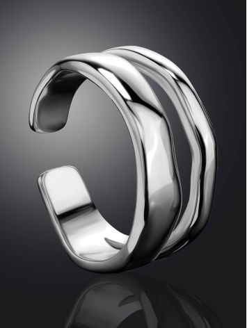 Double Line Statement Sterling Silver ​Ring​ The Liquid, Ring Size: Adjustable, image , picture 2