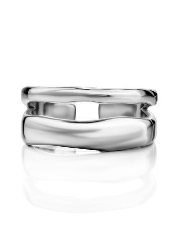Double Line Statement Sterling Silver ​Ring​ The Liquid, Ring Size: Adjustable, image , picture 4