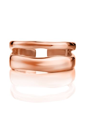 Double Line Statement Rose Gold Plated Silver Ring The Liquid, Ring Size: Adjustable, image , picture 3