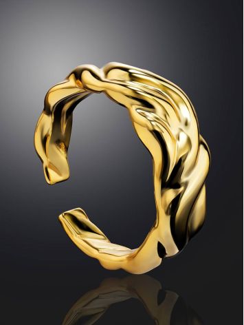 18ct Gold on Sterling Silver Abstract Molten Ring The Liquid, Ring Size: Adjustable, image , picture 2