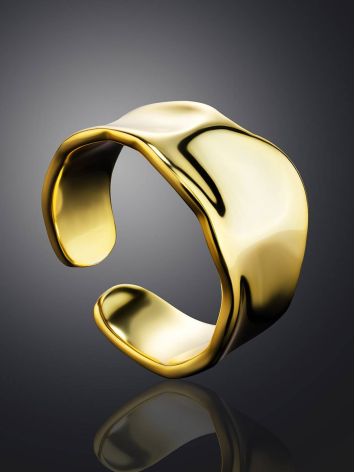 Statement 18ct Gold on Sterling Silver Molten Wave Ring The Liquid, Ring Size: Adjustable, image , picture 2
