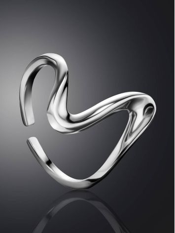 Silver Abstract Wave Ring The Liquid, Ring Size: Adjustable, image , picture 2