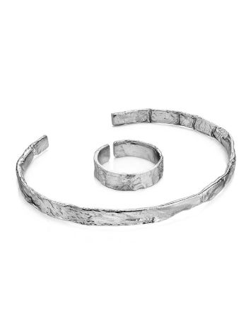 Hammered Silver Bangle Bracelet The Liquid, image , picture 6