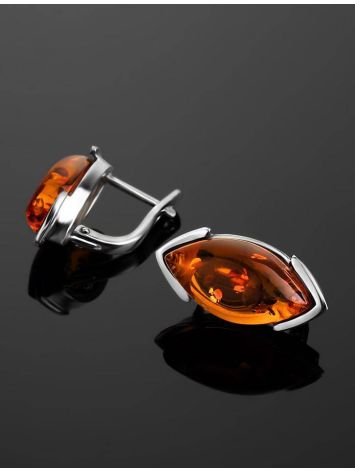 Cognac Amber Earrings In Sterling Silver the Petal, image , picture 2