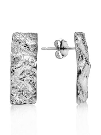 Silver Textured Drop Earrings The Liquid, image 