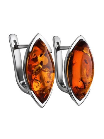 Cognac Amber Earrings In Sterling Silver the Petal, image , picture 4