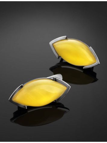 Leaf Cut Amber Earrings In Sterling Silver The Petal, image , picture 2