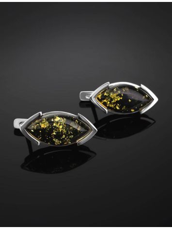 Green Amber Earrings In Sterling Silver The Petal, image , picture 3