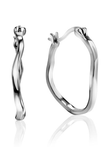 Small Silver Hammered Hoop Earrings The Liquid, image 