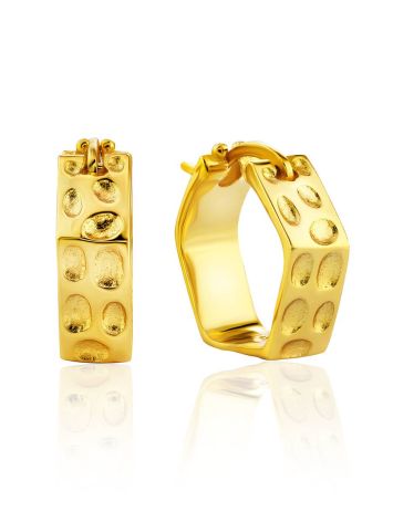 Hexagonal Gold Plated Silver Hoop Earrings The ICONIC, image 