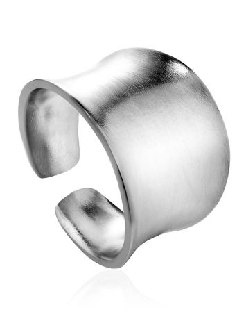 Stylishly Modern Silver Ring With Brushed Finish The Liquid, Ring Size: Adjustable, image 