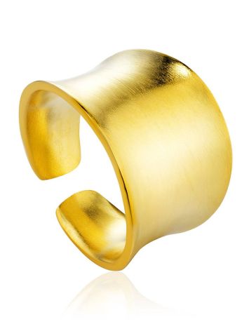 Gorgeous Gold-Plated Silver Ring With Brushed Finish The Liquid, Ring Size: Adjustable, image 