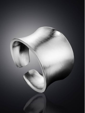 Stylishly Modern Silver Ring With Brushed Finish The Liquid, Ring Size: Adjustable, image , picture 2