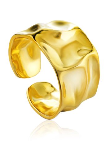 Stunning Sculpted Gold-Plated Silver Ring The Liquid, Ring Size: Adjustable, image 