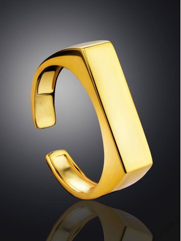 Geometric Gold-Plated Silver Ring The ICONIC, Ring Size: Adjustable, image , picture 2