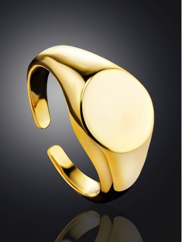 Gold Plated Silver Signet Ring The ICONIC, Ring Size: Adjustable, image , picture 2