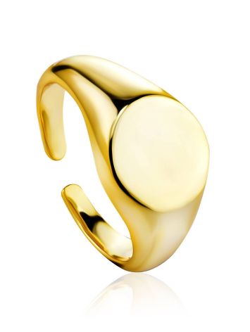 Gold Plated Silver Signet Ring The ICONIC, Ring Size: Adjustable, image 