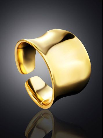 Sleek Gold-Plated Silver Ring The Liquid, Ring Size: Adjustable, image , picture 2