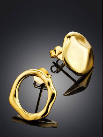 Asymmetric Pairing Of Gold-Plated Silver Earrings The Liquid, image , picture 2