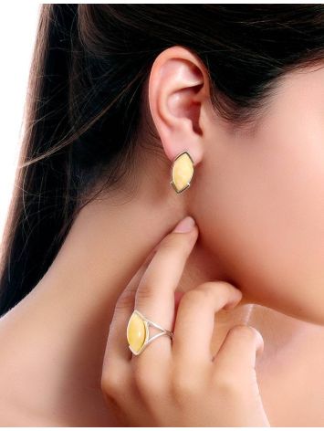 Leaf Cut Amber Earrings In Sterling Silver The Petal, image , picture 3
