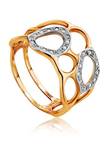 Designer Gold Crystal Band Ring, Ring Size: 8 / 18, image 
