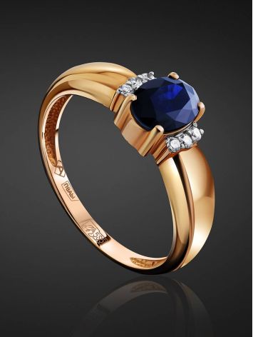 Refined Gold Sapphire Diamond Ring, Ring Size: 8 / 18, image , picture 2