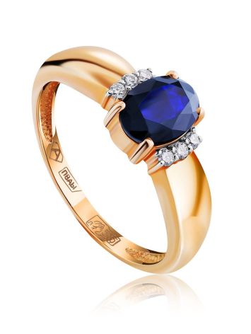 Refined Gold Sapphire Diamond Ring, Ring Size: 8 / 18, image 