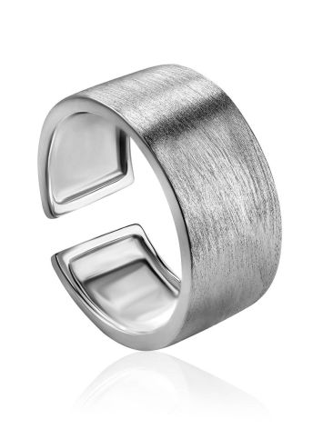 Contemporary brush finish sterling silver unisex ring The ICONIC, Ring Size: Adjustable, image 