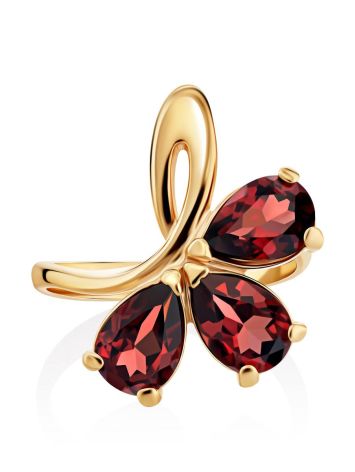 Chic Gold Garnet Ring The Flora, Ring Size: 6 / 16.5, image , picture 3