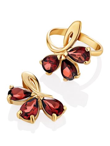 Chic Gold Garnet Ring The Flora, Ring Size: 6 / 16.5, image , picture 5