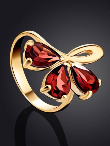 Chic Gold Garnet Ring The Flora, Ring Size: 6 / 16.5, image , picture 2
