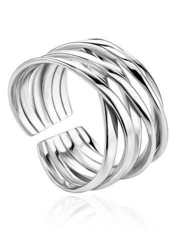 Twisted Silver Ring The ICONIC, Ring Size: Adjustable, image 