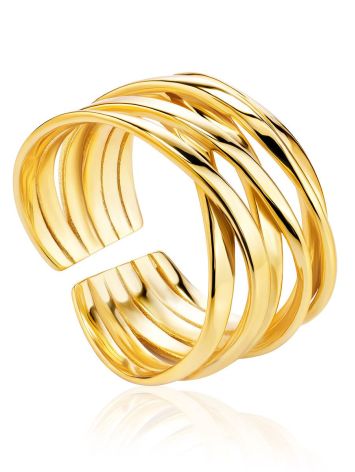 Twisted Gold Plated Silver Ring The ICONIC, Ring Size: Adjustable, image 