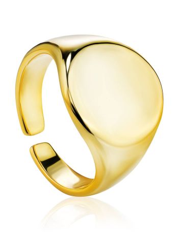 Chunky Gold Plated Silver Signet Ring The ICONIC, Ring Size: Adjustable, image 