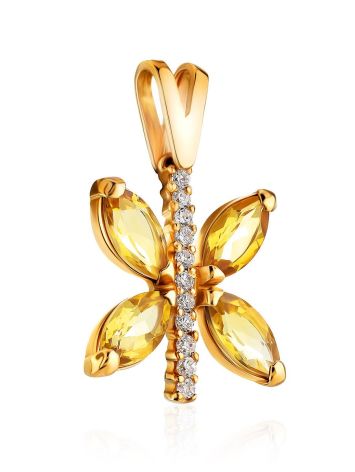 Lustrous Butterfly Design Gold Citrine Pendant, image , picture 4