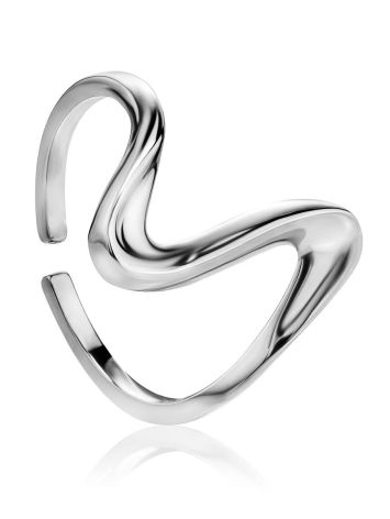 Silver Abstract Wave Ring The Liquid, Ring Size: Adjustable, image 