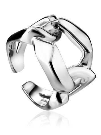 Chunky Silver Chain Ring The ICONIC, Ring Size: Adjustable, image 