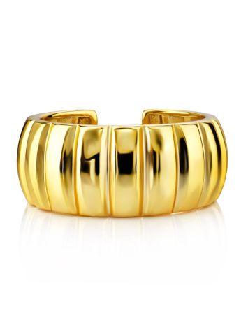 Golden Ribbed Band Ring The ICONIC, Ring Size: Adjustable, image , picture 3