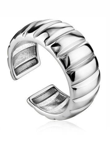Rippled Silver Band Ring The ICONIC, Ring Size: Adjustable, image 