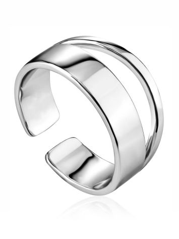 Double Shank Silver Ring The Liquid, Ring Size: Adjustable, image 
