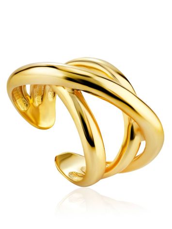 Twisted Gold Plated Silver Adjustable Ring The ICONIC, Ring Size: Adjustable, image 