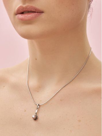 Cute Silver Pendant With Mauve Colored Cultured Pearl The Serene Collection, image , picture 4