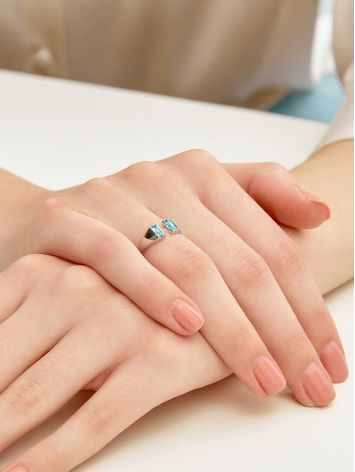 Designer Silver Ring With Synthetic Topaz, Ring Size: 6.5 / 17, image , picture 5