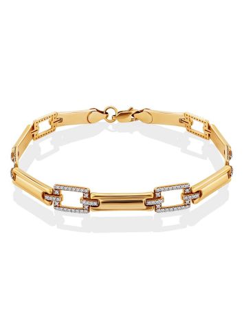 Golden Link Bracelet With Crystals, image 