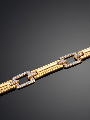 Golden Link Bracelet With Crystals, image , picture 2