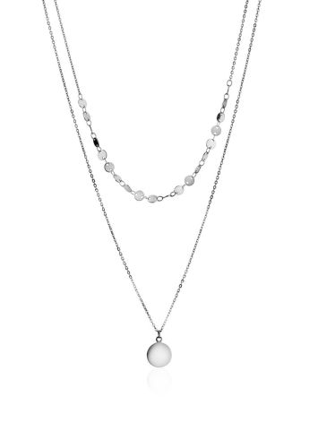 Fashionable Double Strand Silver Necklace The Liquid, image 