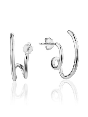 Curvy Sterling Silver Stud Earrings The ICONIC, image 