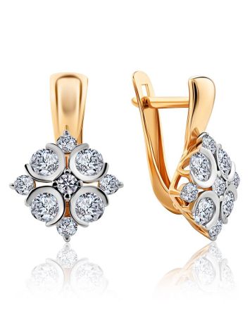 Classy Gold Crystal Earrings, image 