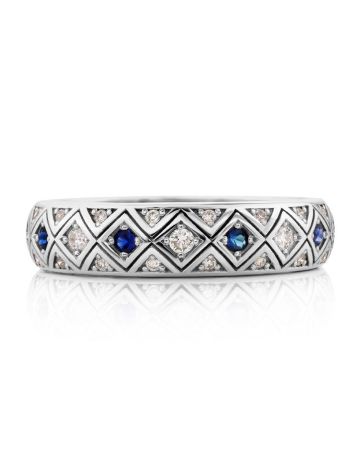 Chic Golden Diamond Sapphire Band Ring, Ring Size: 8 / 18, image , picture 3
