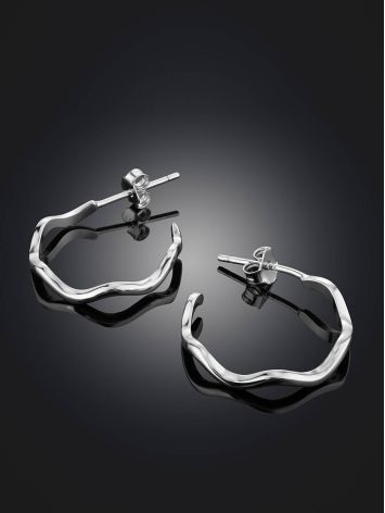 Curvy Design Silver Earrings The Liquid, image , picture 2